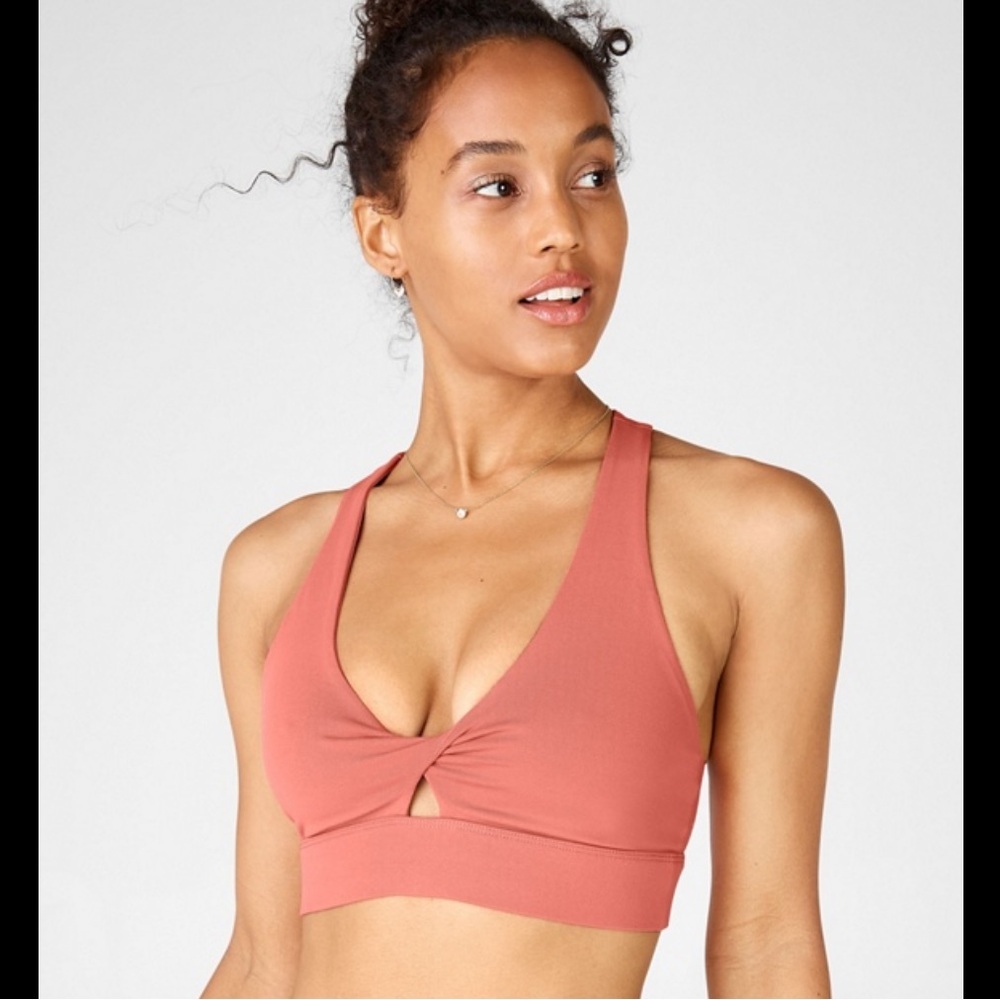 Fabletics Women's Twist Coral Sports Bra
